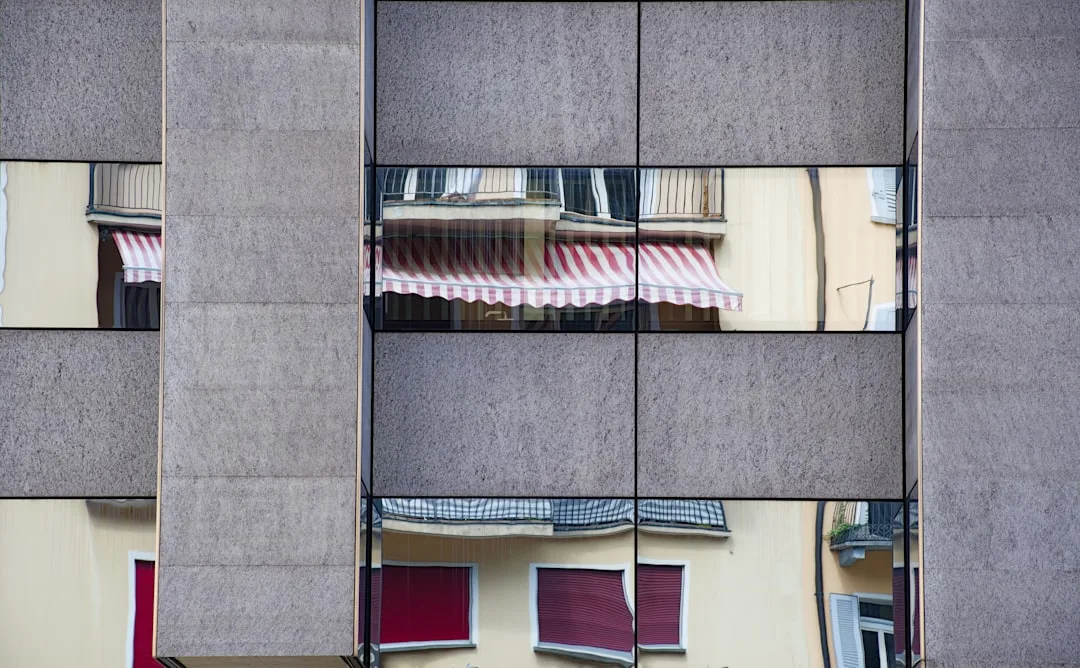 red and white stripe awning on window